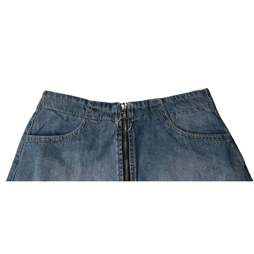 Juniors Rewash Vintage Reunion Full Front Zip Denim Jean Mini Skirt Size 5/27 - Picture 4 of 8